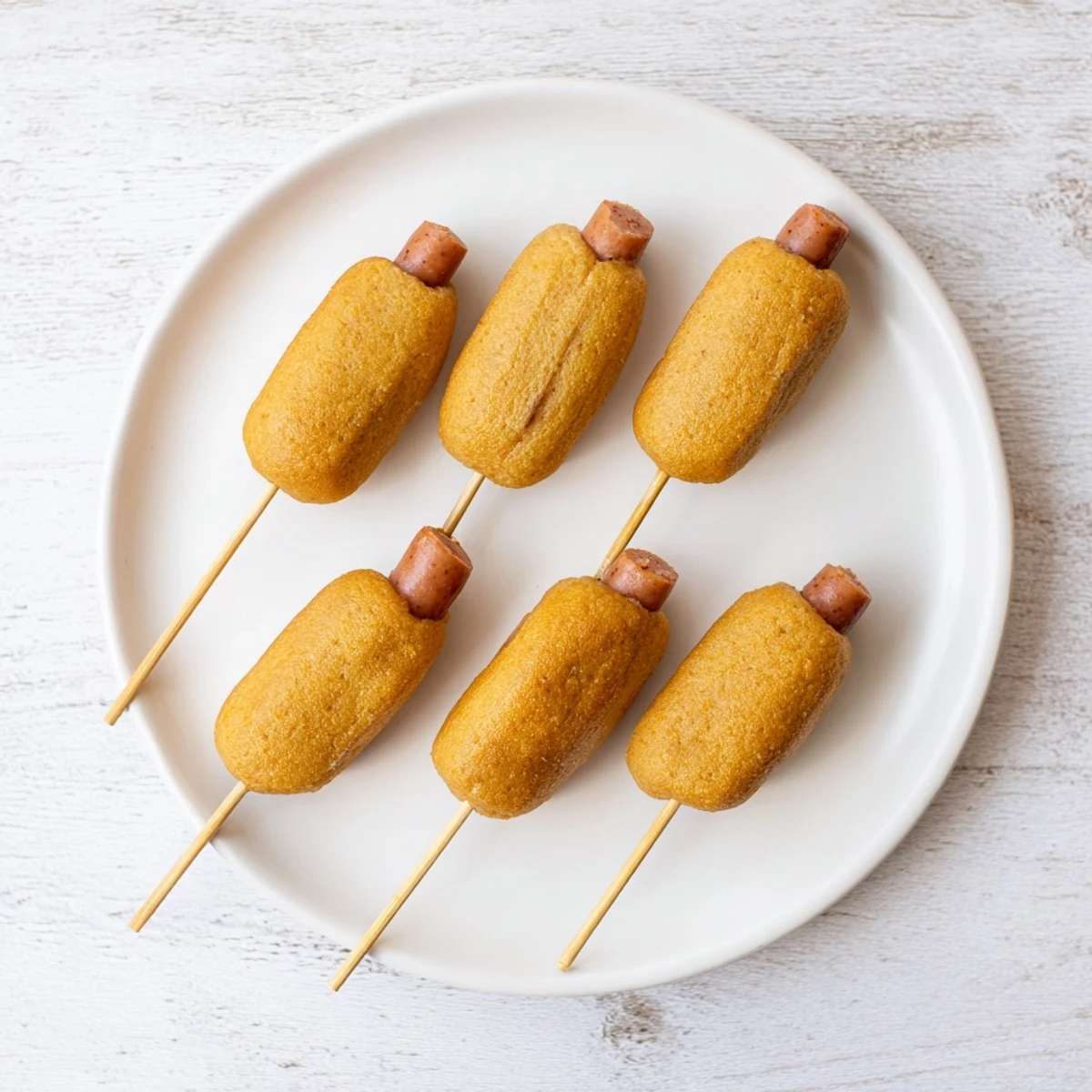 Warm Super Bowl Mini Corn Dogs are skewered with halal beef franks, fried to perfection, and ready for dipping in mustard.  