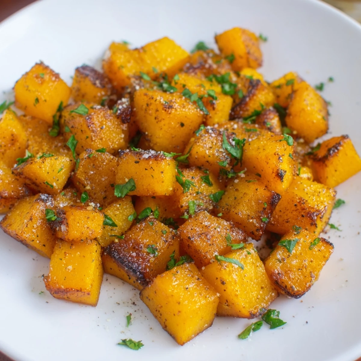 Roasted Butternut Squash with Maple offers a cozy autumn side dish, finished with fresh herbs and served warm.