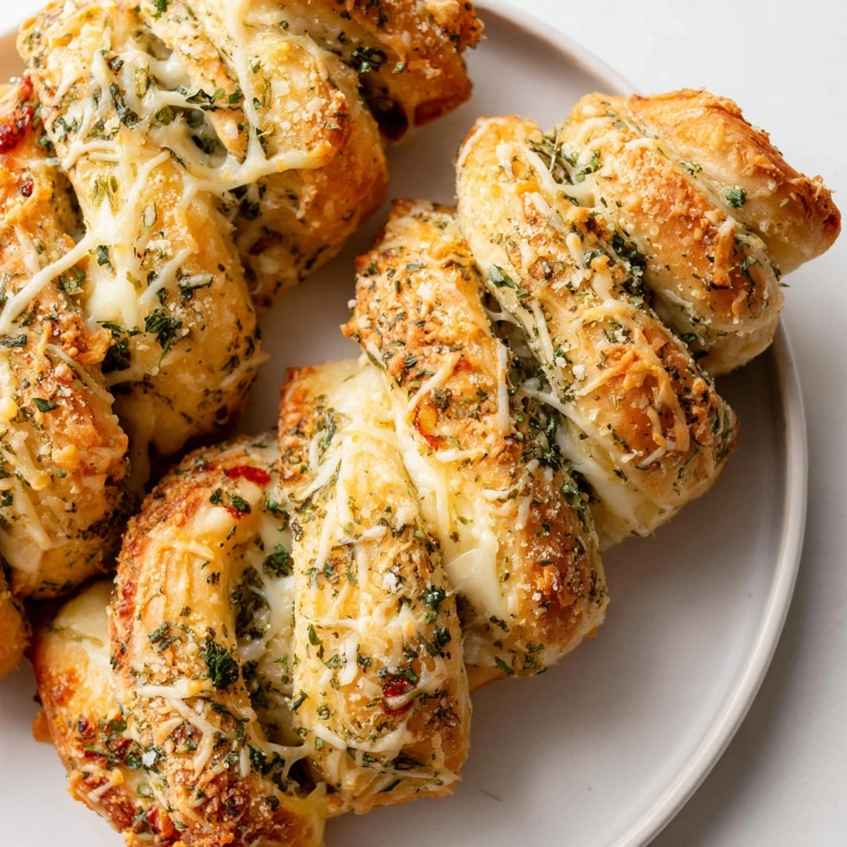 Homemade Crispy Air Fryer Pizza Cheese Bread Twists as an easy appetizer, snack, or party treat for sharing.