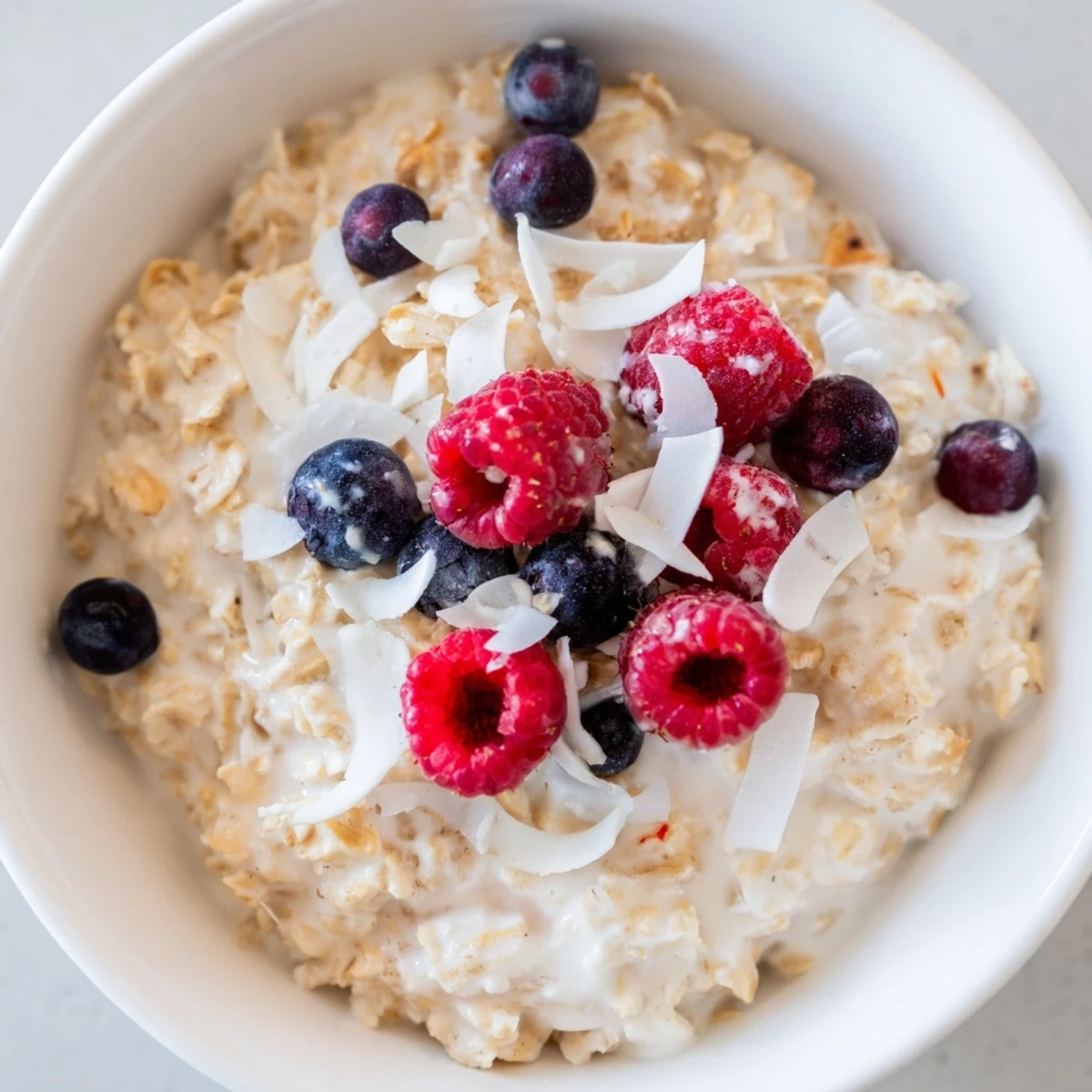 Warm Tasty Coconut Cream Oats feature coconut milk, berries, and shredded coconut, creating a creamy, satisfying breakfast experience for U.S. food bloggers.