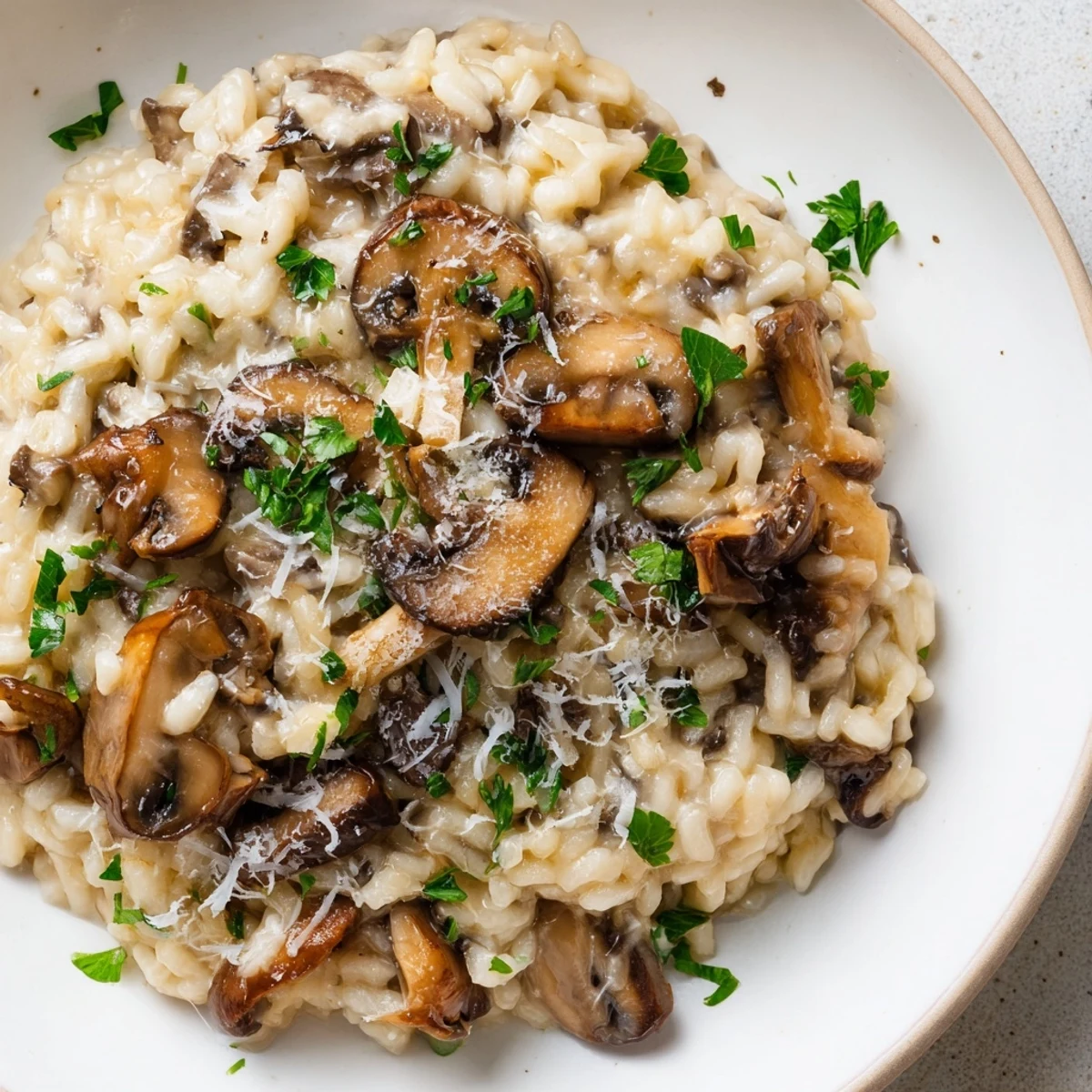 Golden sautéed mushrooms and creamy Arborio rice highlight this Creamy Mushroom Risotto as a cozy Italian main.