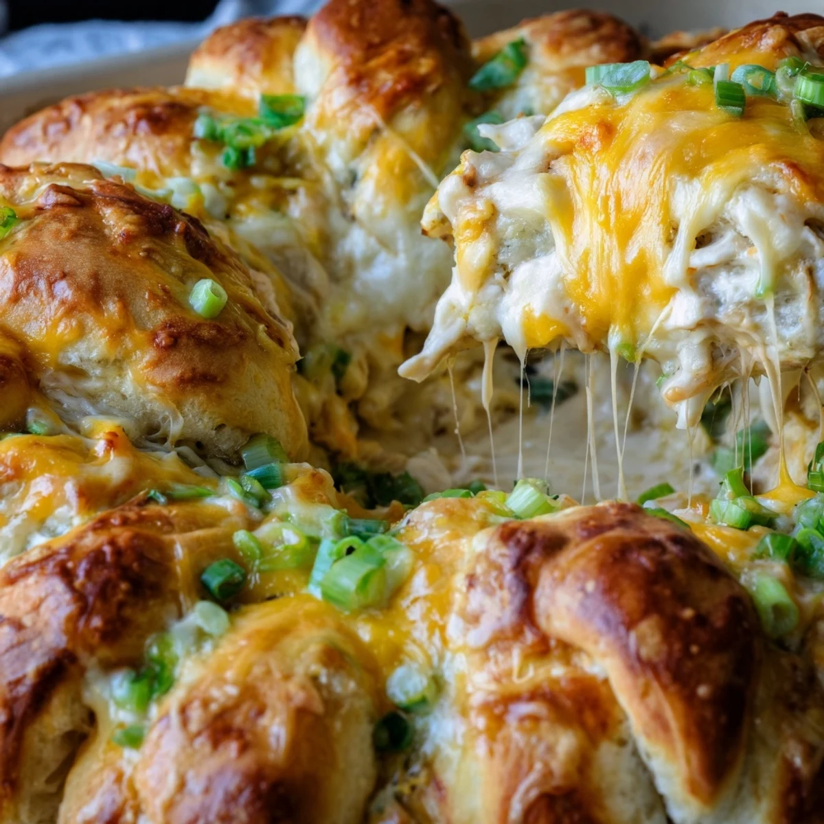 Flaky crescent rolls stuffed with creamy chicken and cheddar filling baked to golden perfection