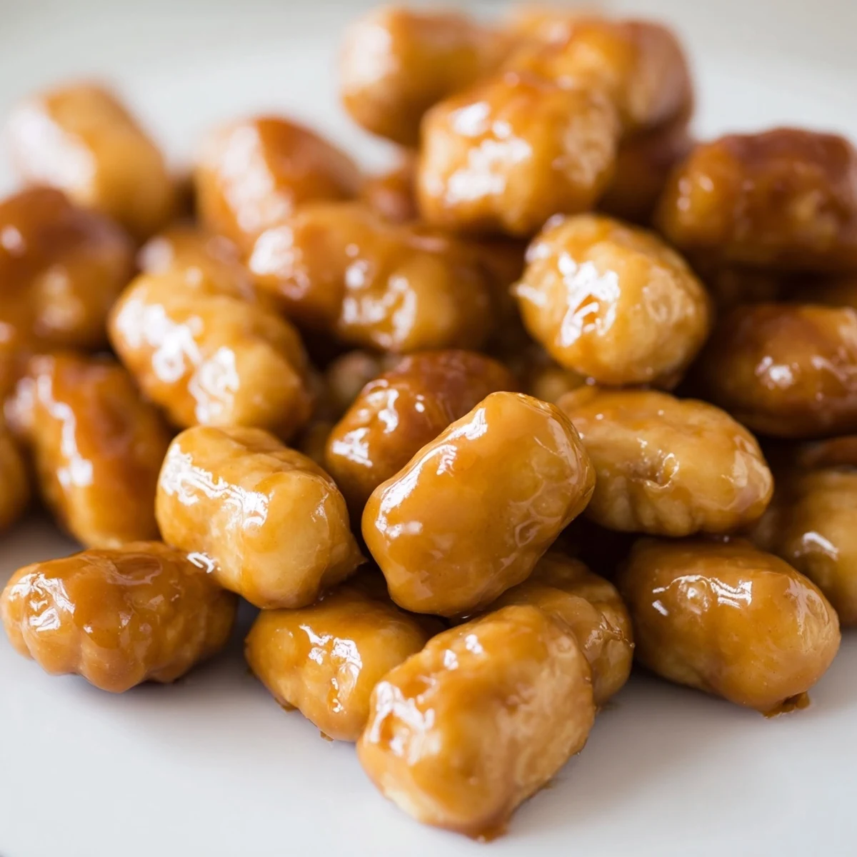 Crispy homemade caramel crunch oyster crackers displayed in a decorative glass serving bowl