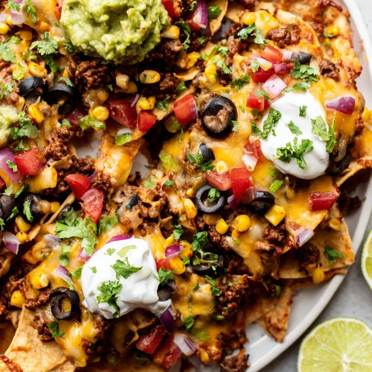 Pull-apart Tex-Mex appetizer with seasoned beef, beans, corn, and olives baked in a ring shape
