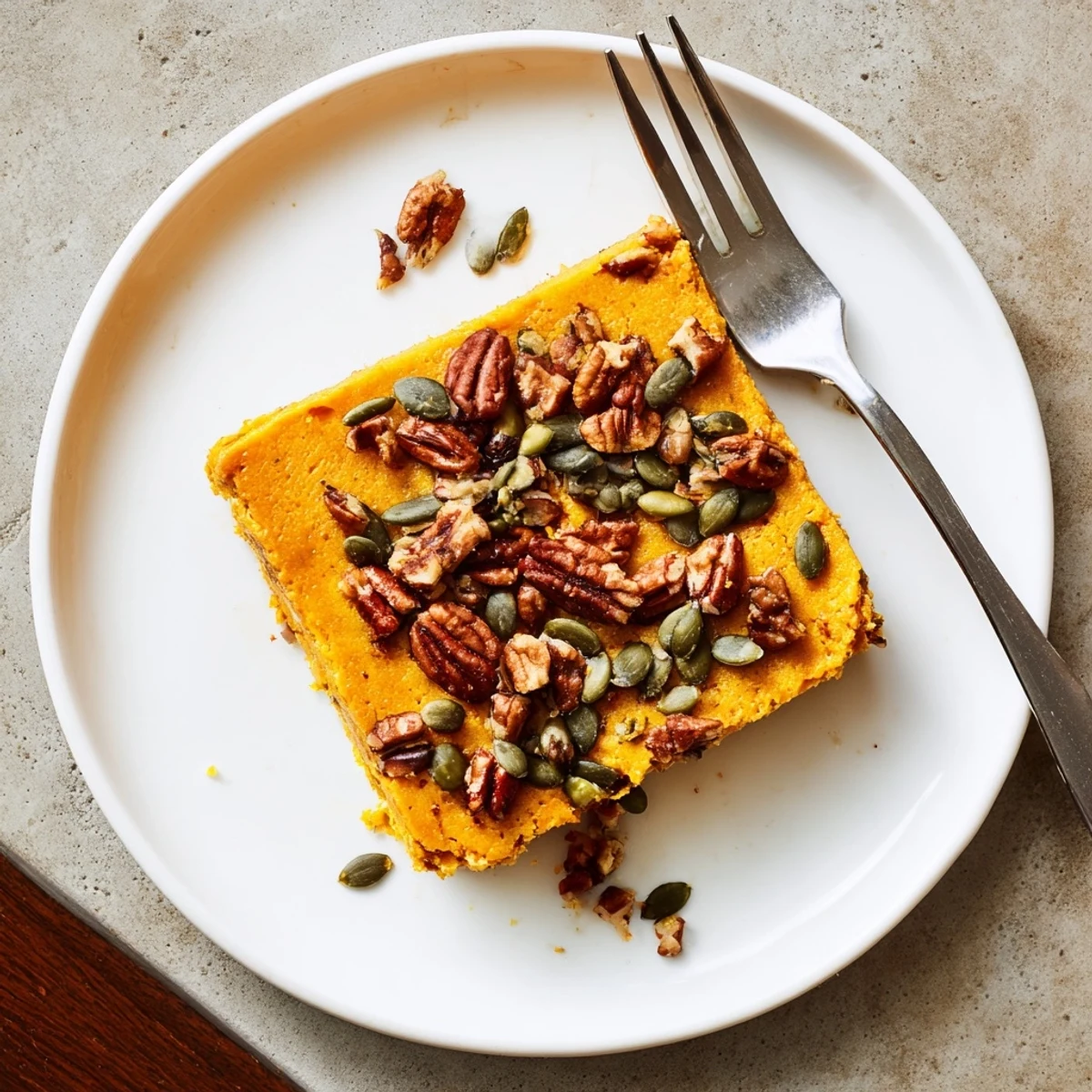 Creamy pumpkin bake with cottage cheese featuring warm spices and a tender crumb