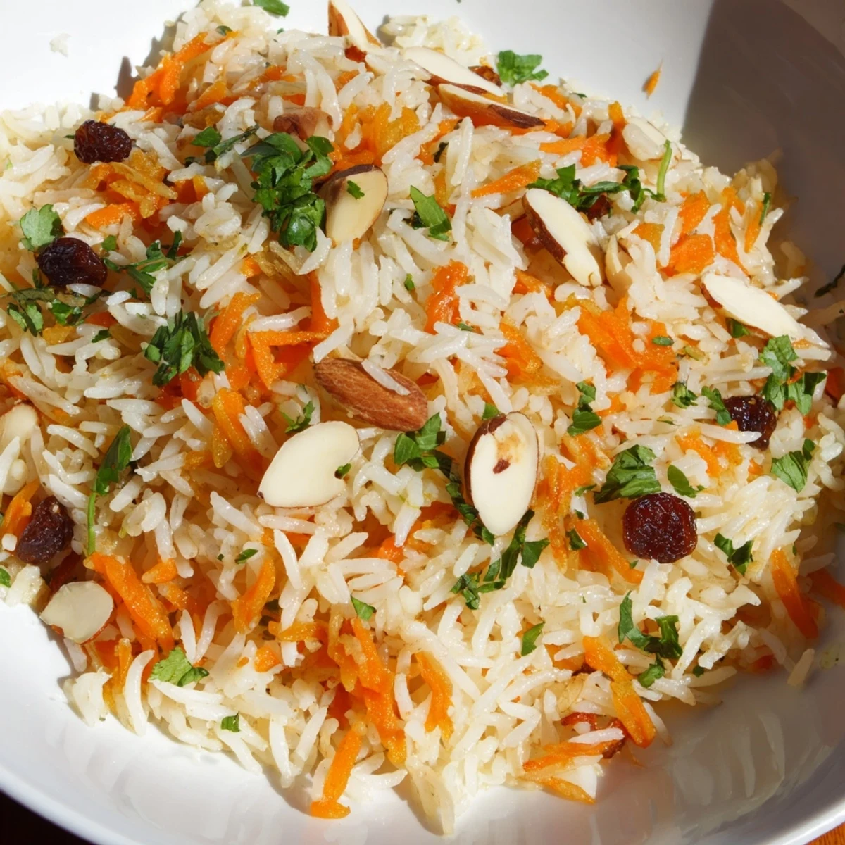 Fragrant Afghan rice steamed with warm spices and served in a traditional bowl
