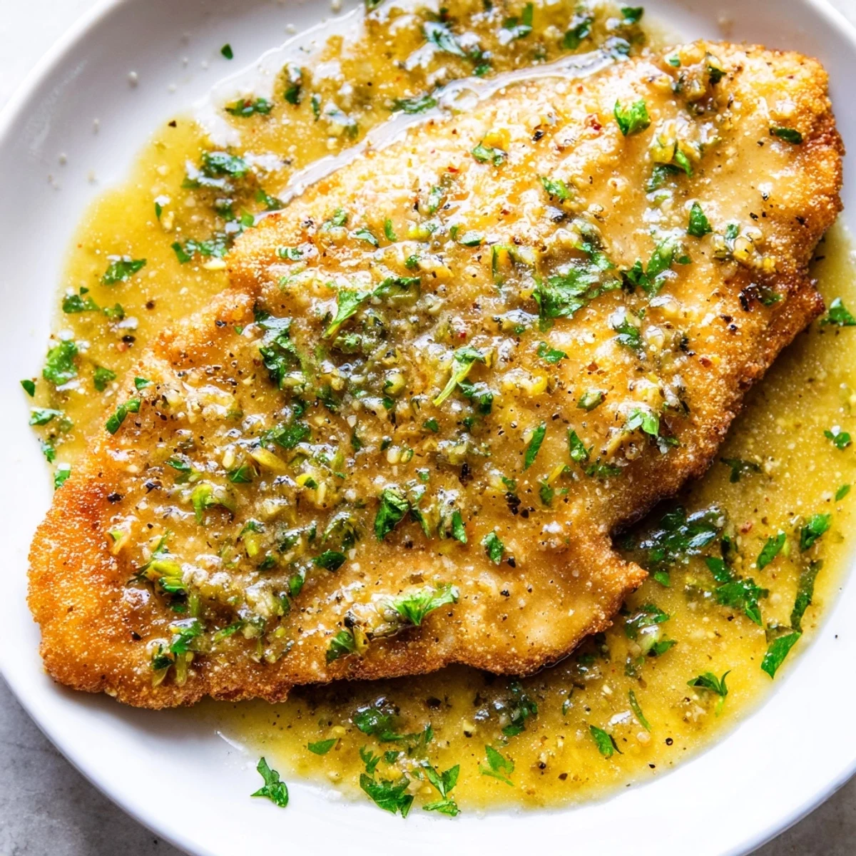Juicy lemon garlic butter chicken over rice with a creamy golden sauce