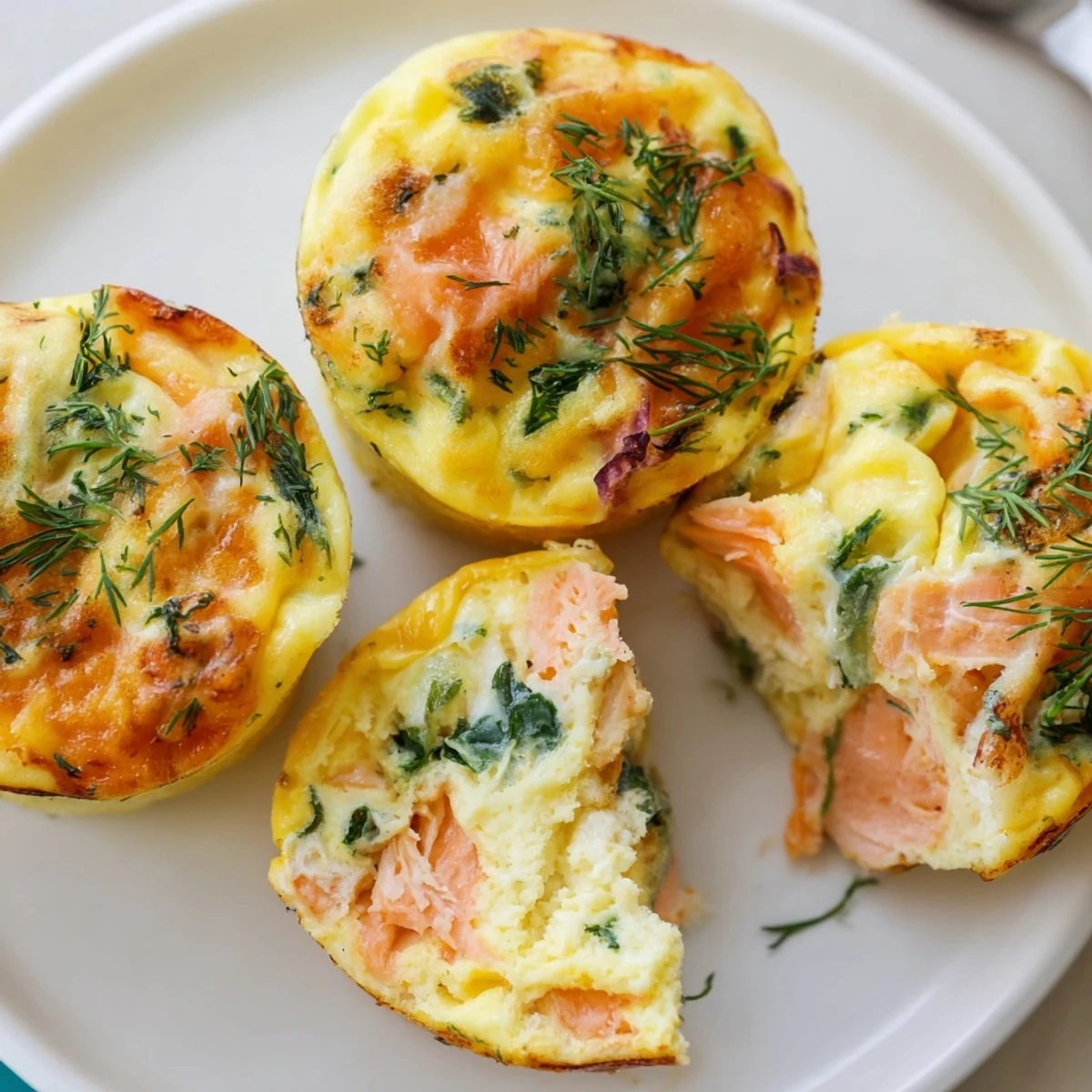 Make-ahead Smoked Salmon Egg Muffins cooling on rack, tender centers, flaky texture