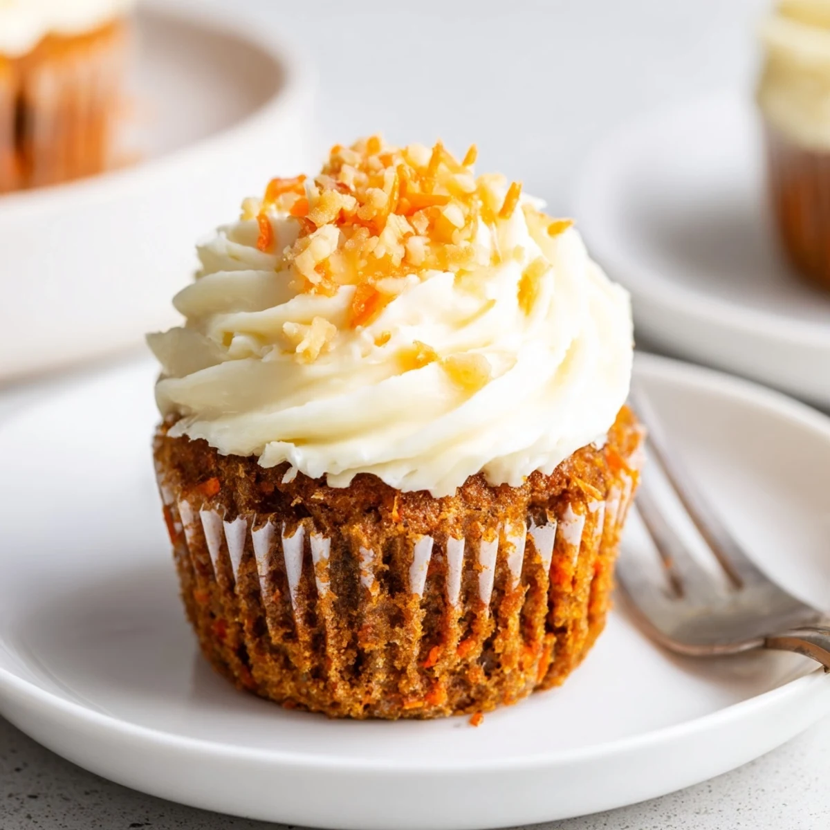 Fresh baked Moist Carrot Cake Cupcakes cooling on rack, cinnamon scent rising