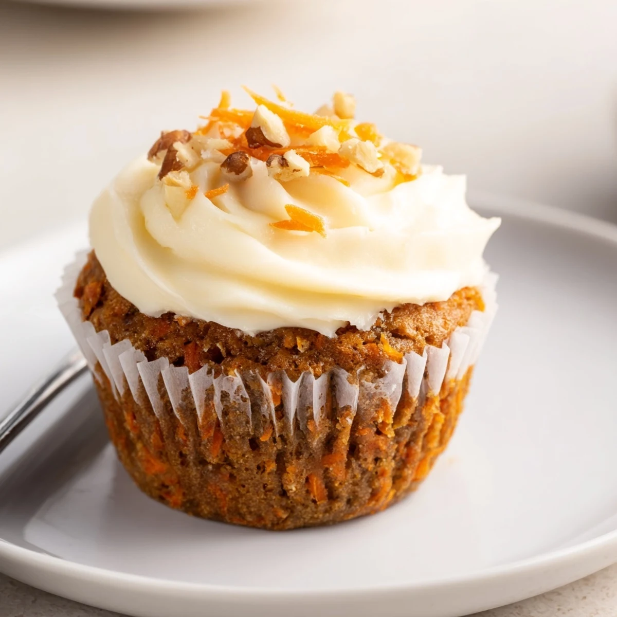 Moist Carrot Cake Cupcakes served with spiced chai, cozy dessert presentation