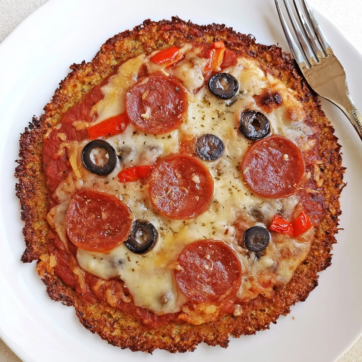 Fresh from the oven Keto Pizza With Crispy Low Carb Crust on parchment