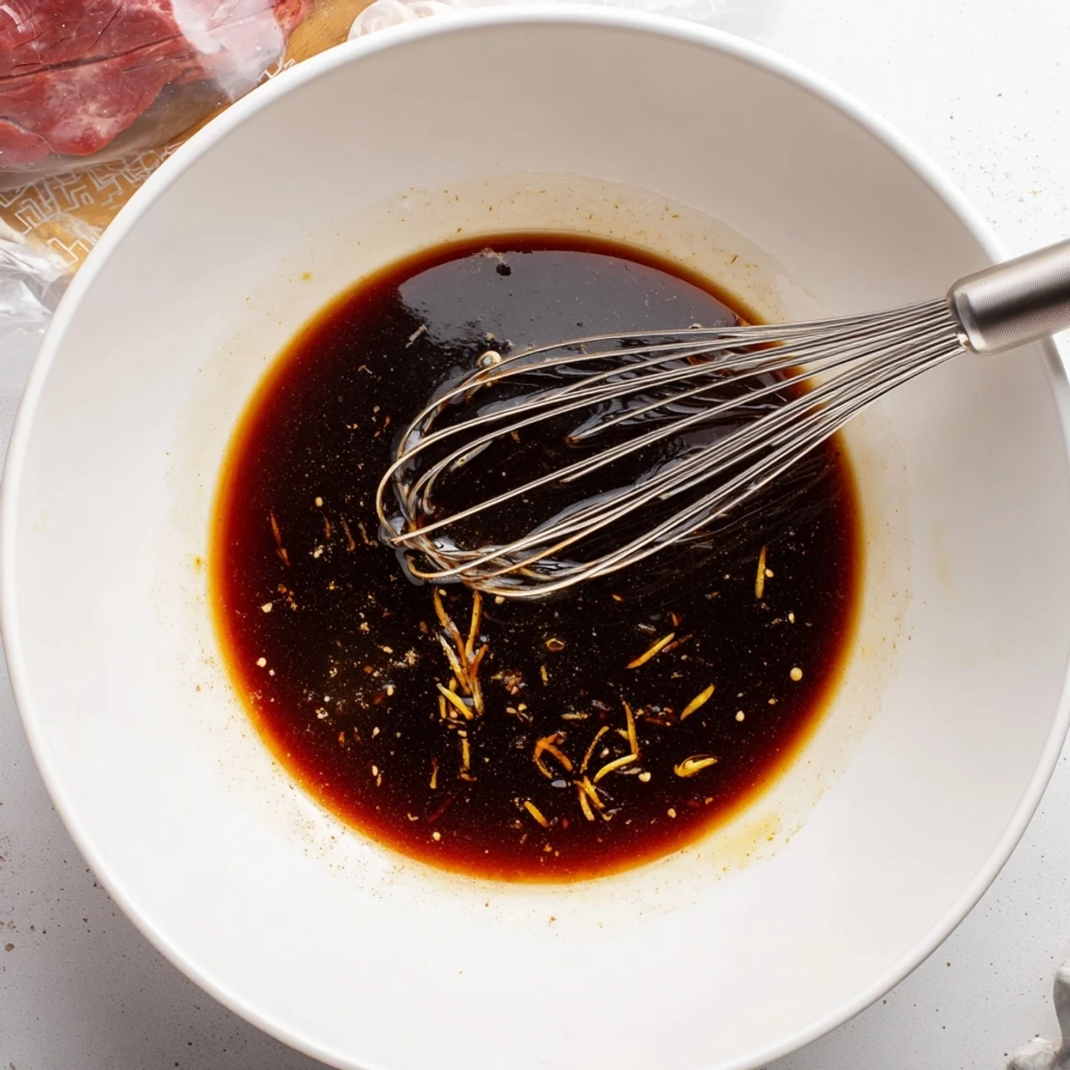 Grilled steak finished with Steak Marinade glaze, smoky char and juices.