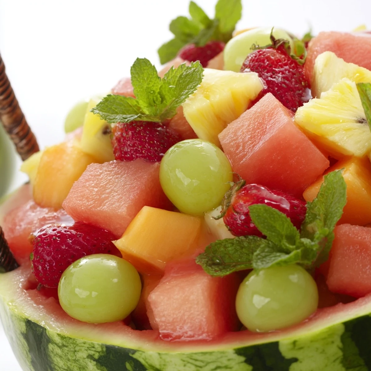 Refreshing watermelon basket filled with assorted tropical fruits perfect for summer party entertaining