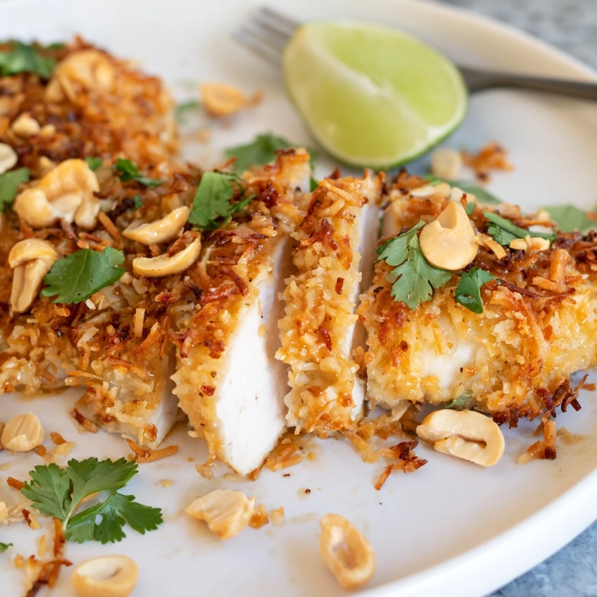 Coconut Chicken With Apricot Sauce: golden crispy crust, glossy sweet-tangy drizzle