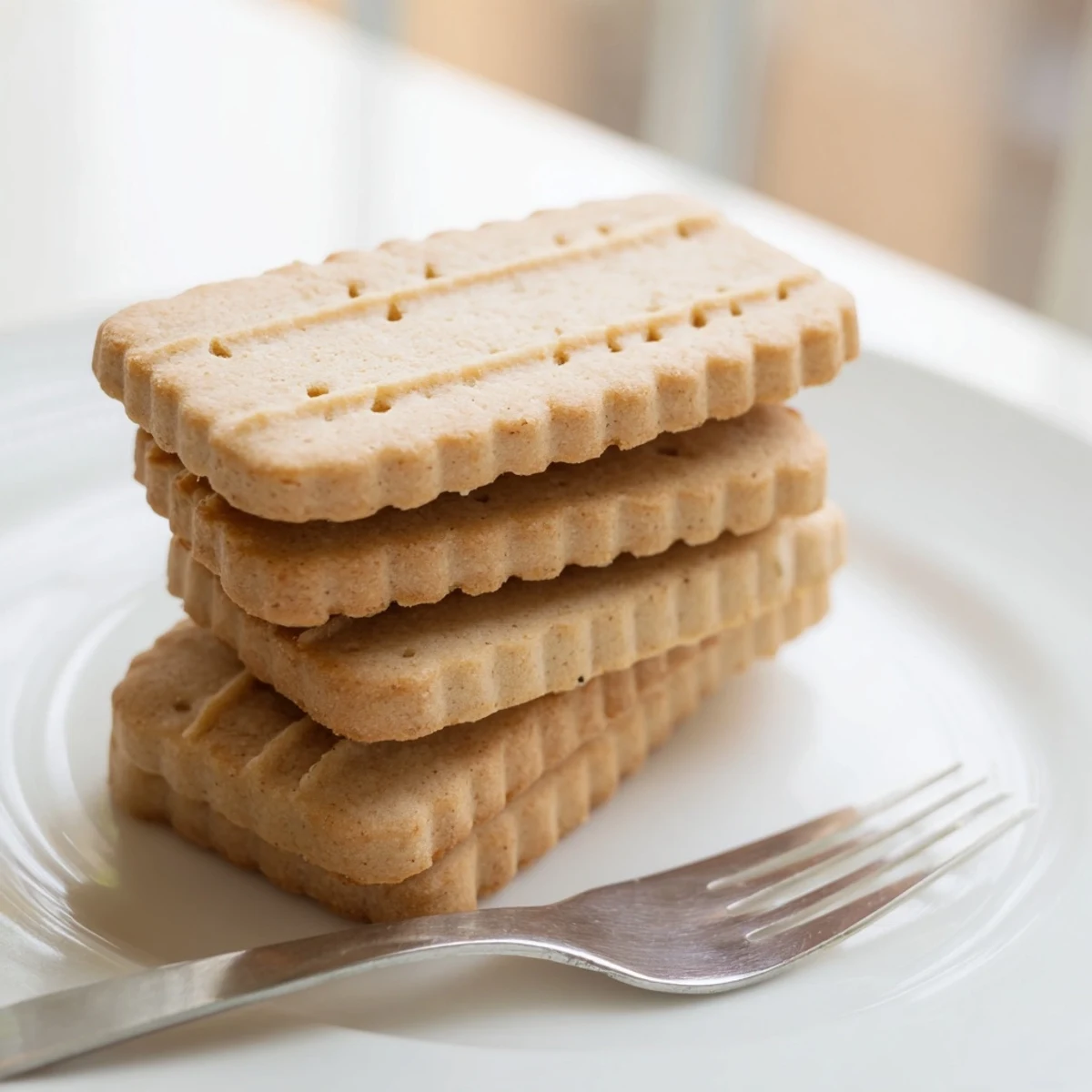 Golden French Petit Beurre biscuits fresh from the oven on a cooling rack
