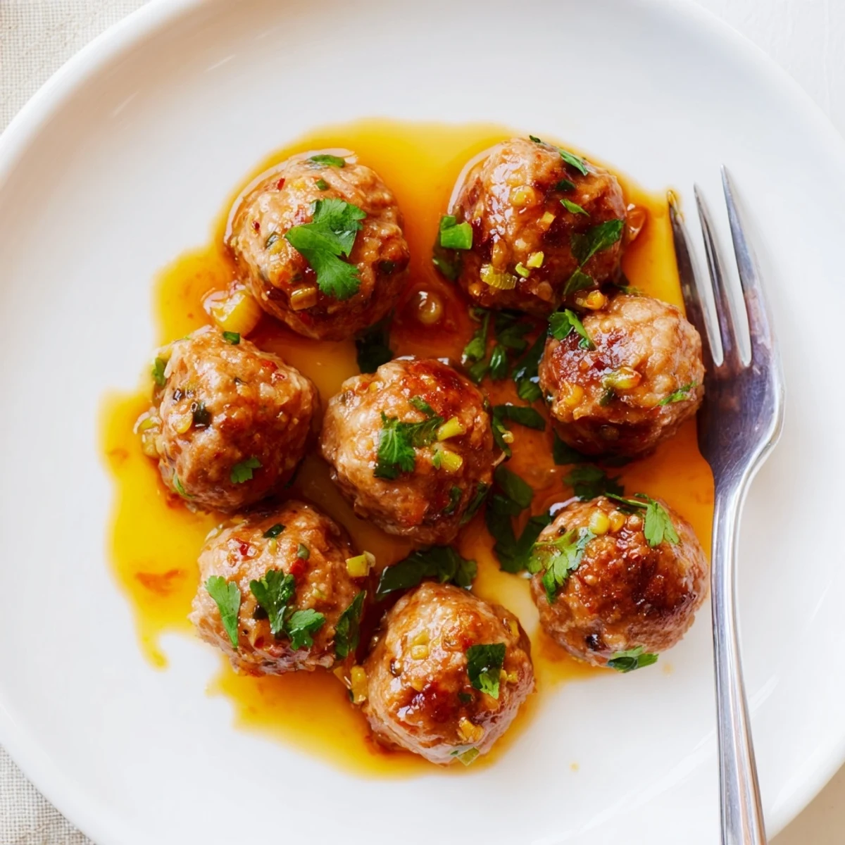 Juicy sweet pineapple chicken meatballs coated in sticky glaze served over steamed rice