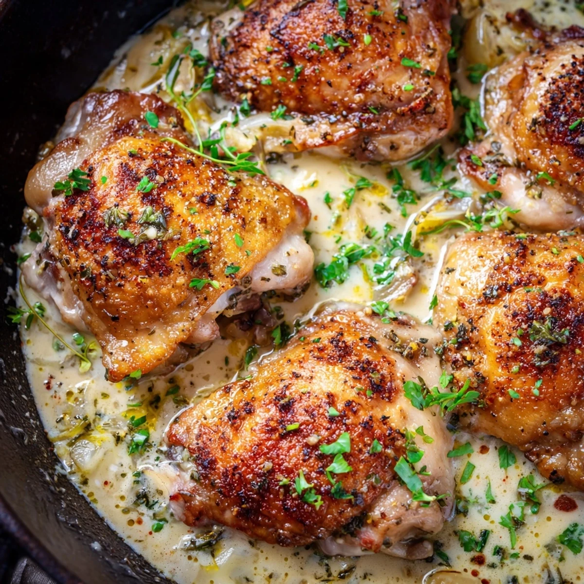 Creamy Oven Baked Chicken Thighs