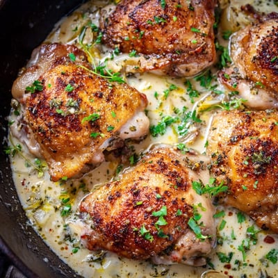 Creamy Oven Baked Chicken Thighs